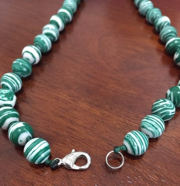 White and Green Malachite Bead Necklace Carousel 2