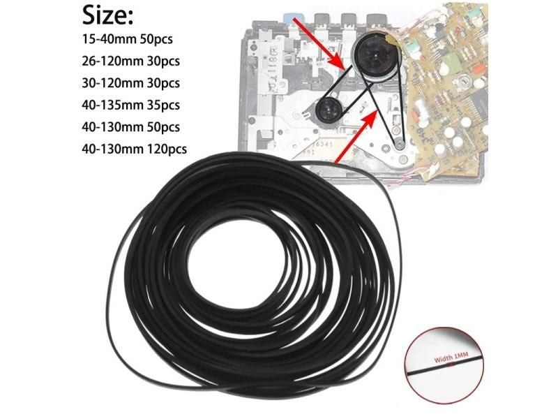 30-120pack Universal 26-135mm Mix Cassette Tape Machine Belt New Assorted Carousel 1