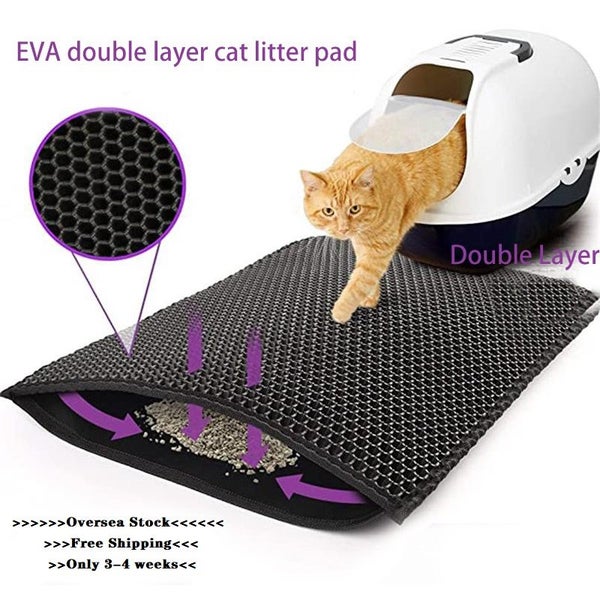 Waterproof Pet Cat Litter Mat Double Layer Pet Litter Box Mat Non-slip Sand Pad Carousel 1