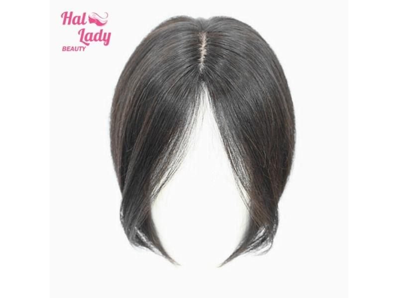 Clip In Natural Human Hair Topper Bangs Fringe Hair Pieces Middle Part Carousel 1
