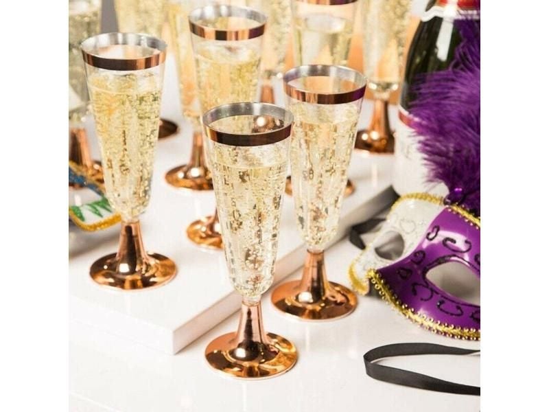 6Pcs 150ml Plastic Champagne Flutes Glasses Disposable Red Wine Glass Cocktail Carousel 1