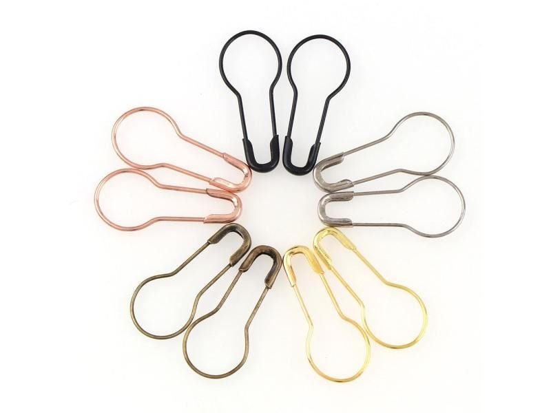 100PC Mix Color Gourd Shape Safety Pins Metal Clips Gourd Pins Knitting Cross Carousel 2