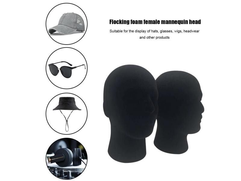 Black Color Male Foam Mannequin Head Model Hat CAP Wig Glasses Display Stand Carousel 2