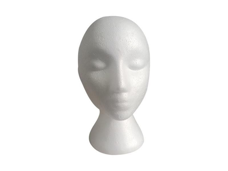 Female White Deflection Head Polystyrene Styrofoam Foam Head Model Stand Wig Carousel 2
