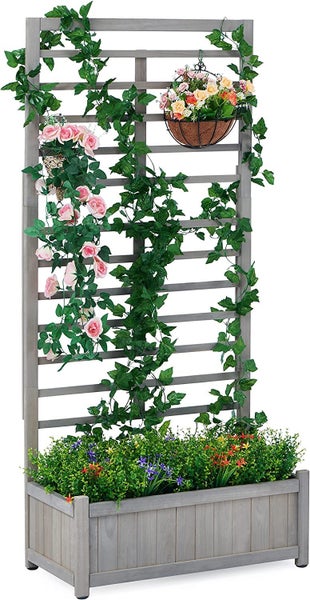 Outdoor Garden Bed with Trellis Carousel 1