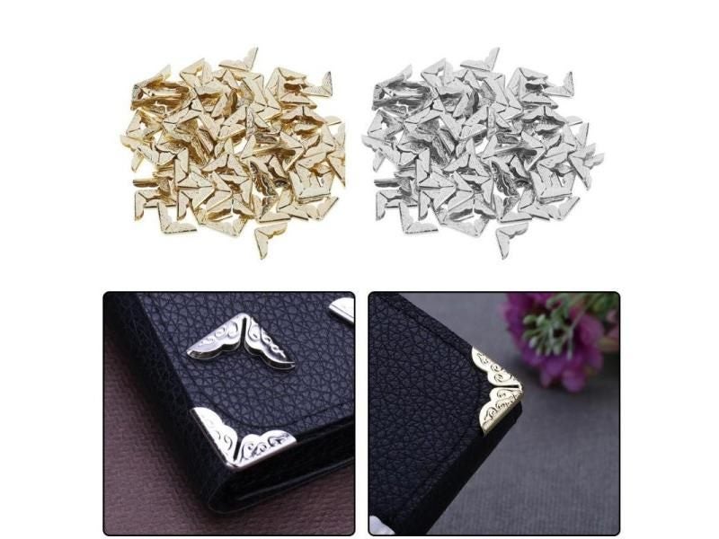 100/200pcs Metal Book Corner Protectors Tone Scrapbooking Albums Menus ...