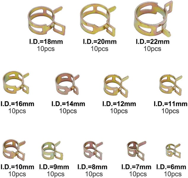 120 Pcs Spring Band Type Clips Fuel Silicone Vacuum Hose Pipe Clamp Low Pressure Carousel 2