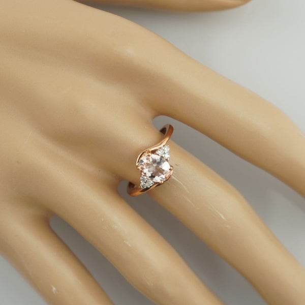 SUBERB Pretty In Pink Morganite & Diamond in 9ct Rose Ring Carousel 7