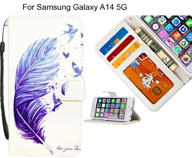 Samsung Galaxy A14 5G case 3 card leather wallet case printed ID Carousel 1