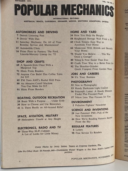 POPULAR MECHANICS MAGAZINE: Vol. 136, No. 3 - November 1971 Carousel 4