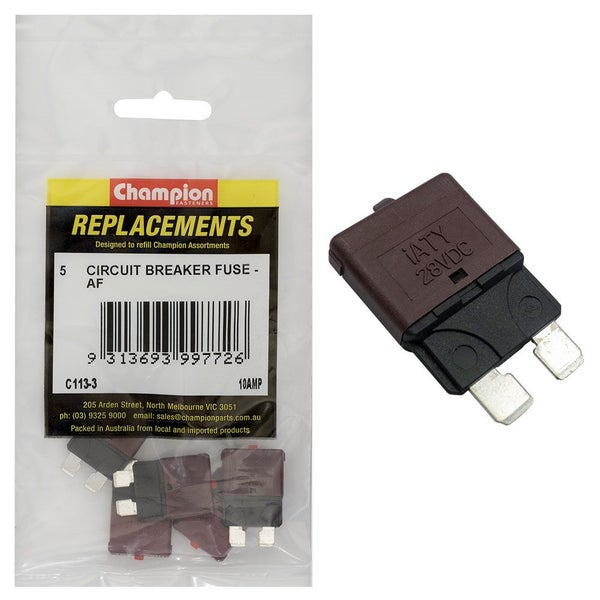 Champion AF 10Amp Circuit Breaker Blade Fuse -5pk Carousel 1
