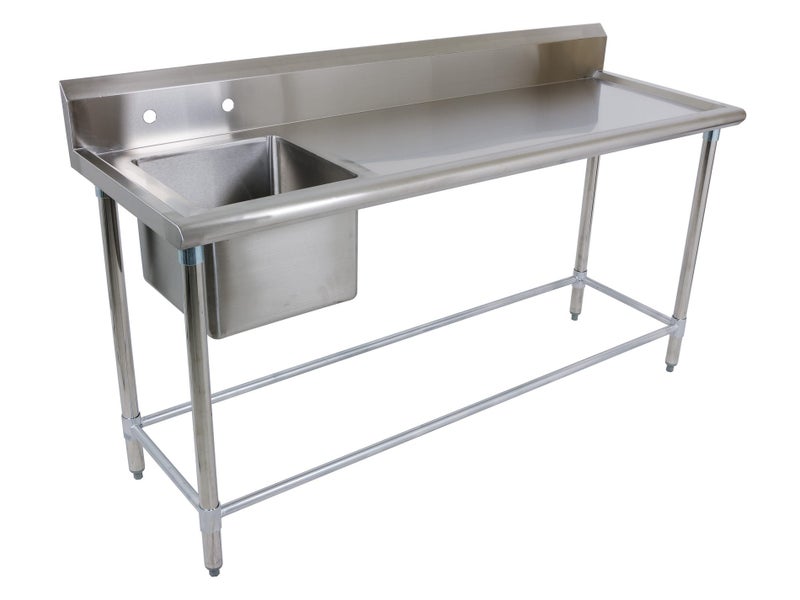 1.78m Stainless Steel Left Sink Bench - 90cm Worktops + Splashback Carousel 1