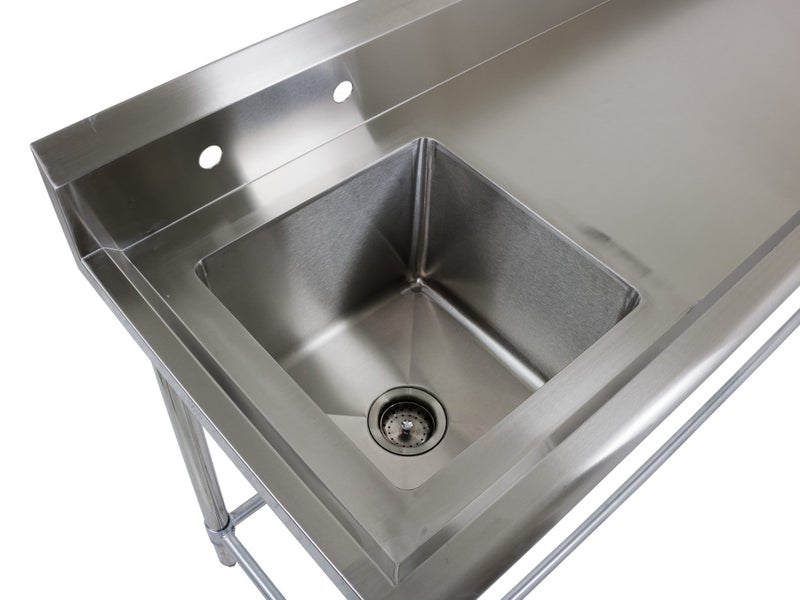1.78m Stainless Steel Left Sink Bench - 90cm Worktops + Splashback Carousel 3