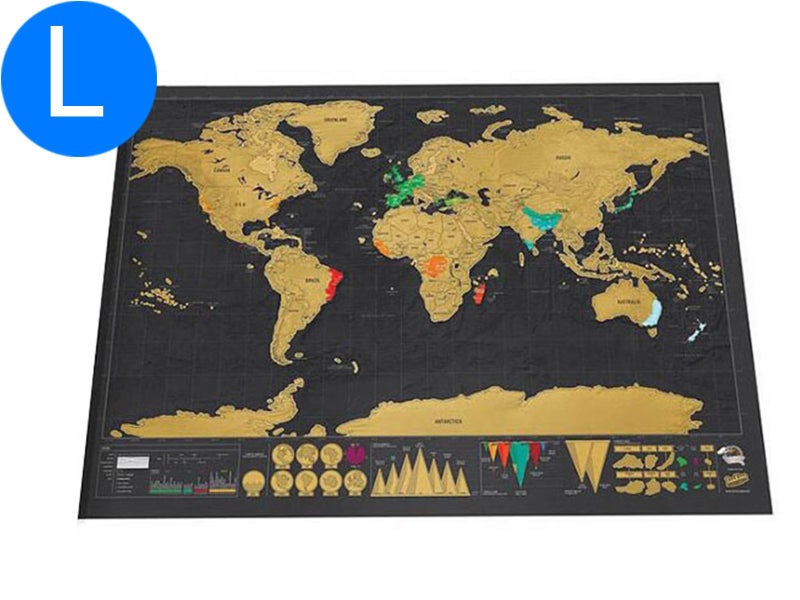 82.5 x 59.4cm Travel Scratch Off Visited Countries Map No Frame Carousel 1