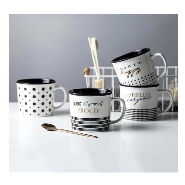 French Country Chic Kitchen Tea Coffee Mugs Hello Gorgeous Set of 4 Carousel 1