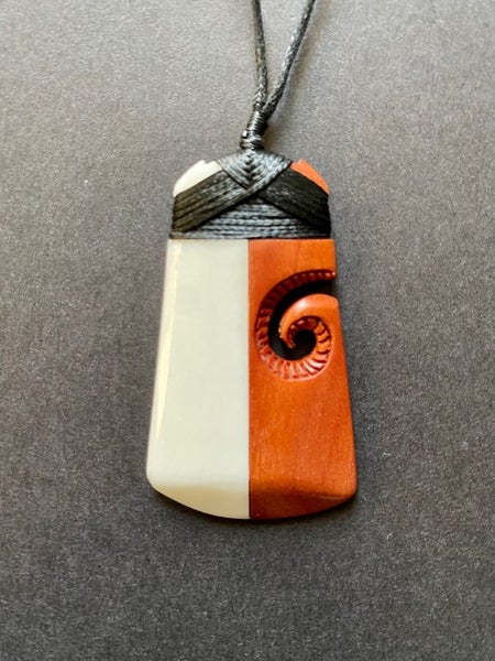 SMALL LASHED WOOD BONE TOKI PENDANT Carousel 1