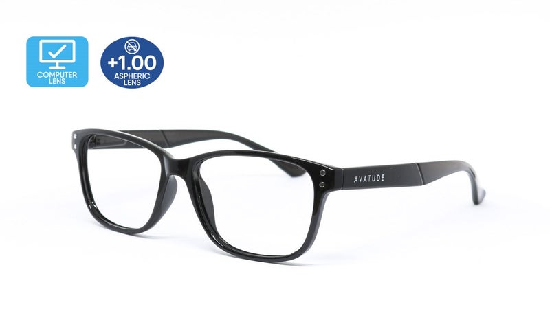 +1.00 Avatude "Delray" Black - Power Reading Glasses with Computer Lenses Carousel 1