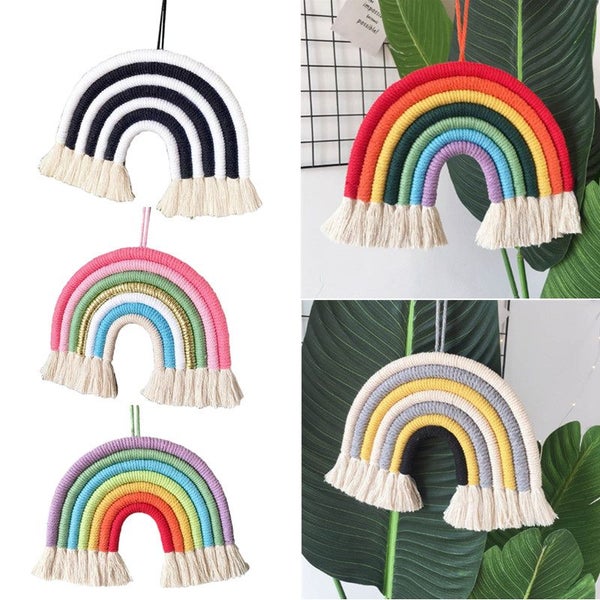 Nordic Style Woven Rainbow Pendant Children's Room Decoration Wall Hanging Decor Carousel 3