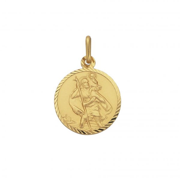 9ct Gold St Christopher 16mm pendant Carousel 1