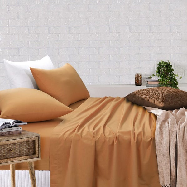 Royal Cotton Flat & Fitted Sheet Set - Latte Carousel 1