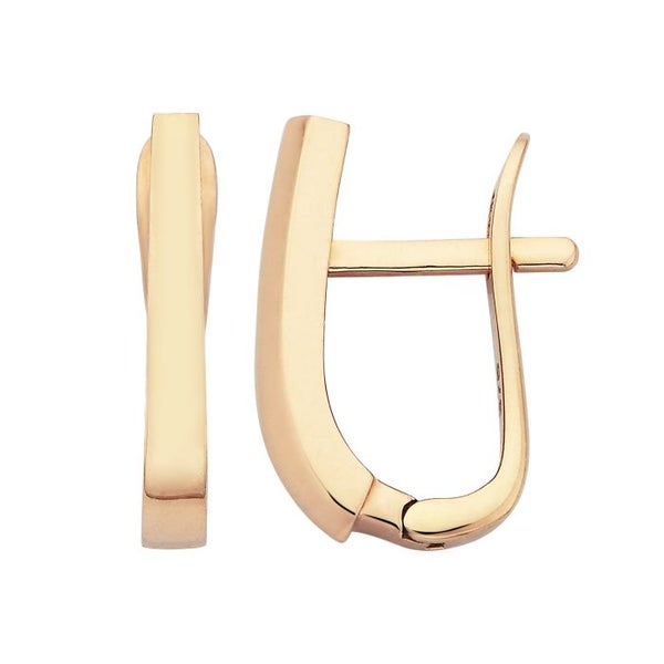 9ct Rose Plain Taper Flat U-Shape Huggie Earrings Carousel 1