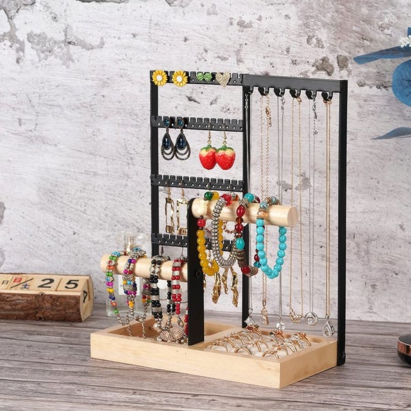 4-Tier Hanging Jewelry Organizer Necklace Stand Holder Carousel 1