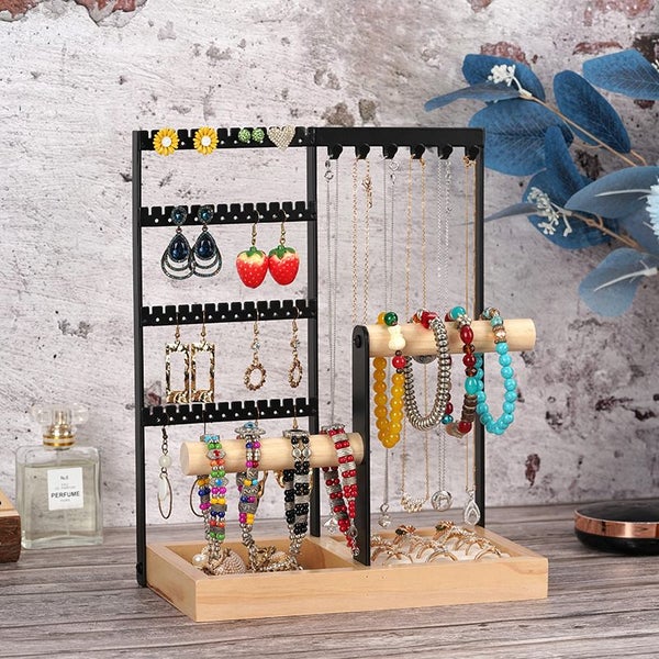 4-Tier Hanging Jewelry Organizer Necklace Stand Holder Carousel 2