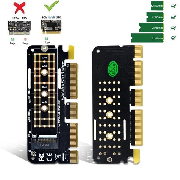 PCIE to M2 Adapter PCI Express 3.0 x16 to NVME SSD M2 PCIE Raiser 2230 2260 2280 Carousel 1