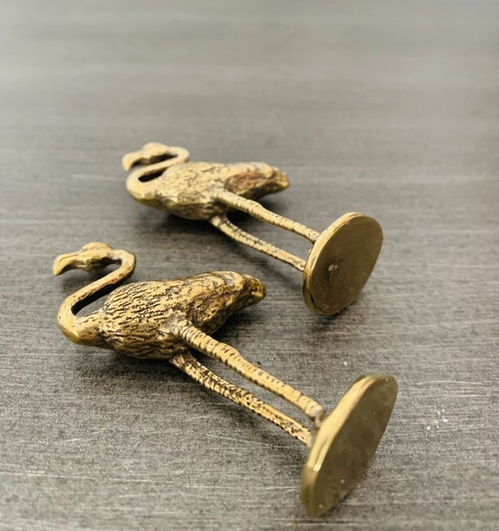 Antique Bronze Flamingo Figurines Ornament Brass Sculptures Metal Decor Carousel 5