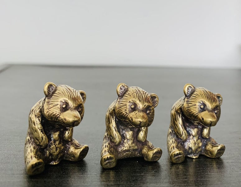 Antique Bronze Winnie the Pooh Resting Figurines Brass Sculptures Metal Decor Carousel 3