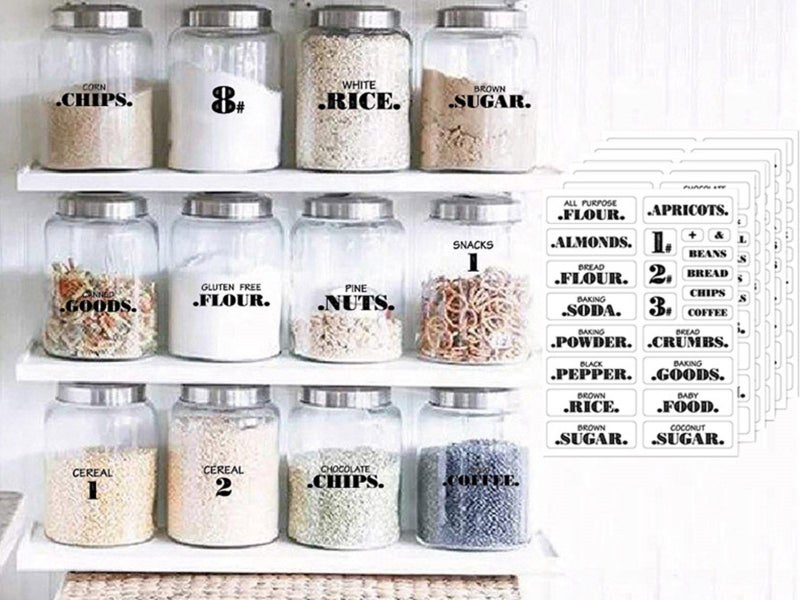 132 Pcs Pantry Labels Stickers Set for Kitchen Food Storage Jar Carousel 1