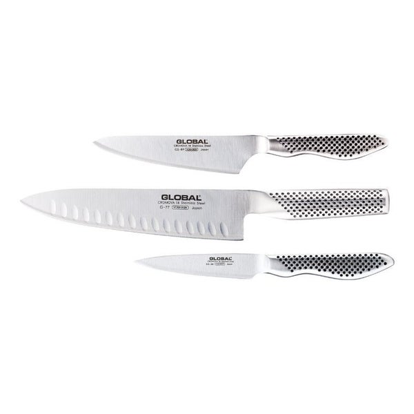 Knife Set with Fluted Cooks Knife - Global Classic (3 Piece) Carousel 1