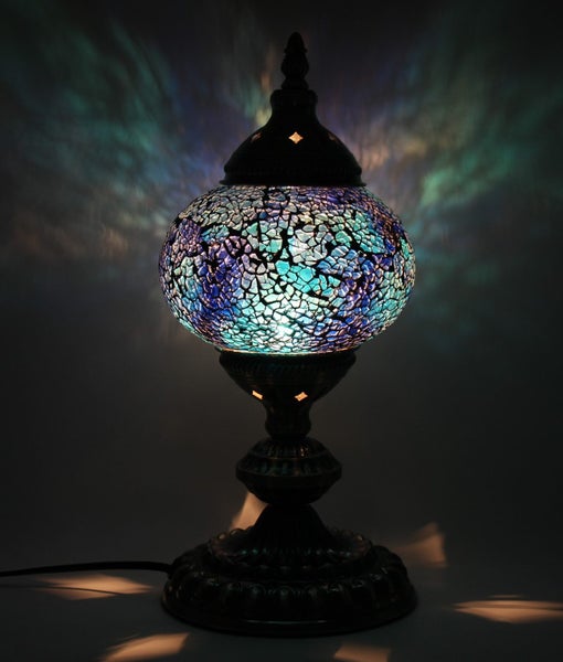Turkish Mosaic Aroma Table Lamp In Cracked Teal Carousel 1