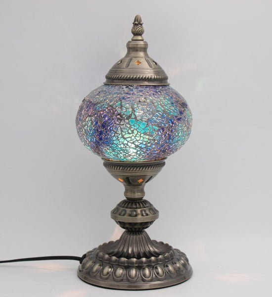 Turkish Mosaic Aroma Table Lamp In Cracked Teal Carousel 2