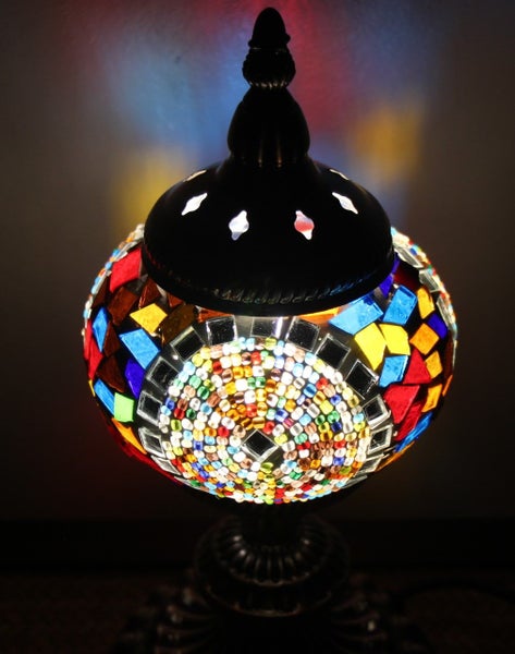 Turkish Mosaic Table Lamp Earth Ball With Large Elegant Base - 33cm Carousel 2