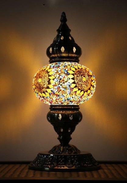 Turkish Mosaic Table Lamp Medium Mosaic Flower Burst Carousel 1