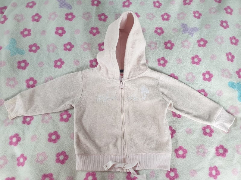 OshKosh baby pink fleece hooded jacket, size 0 (9-12 months) - good condition Carousel 1