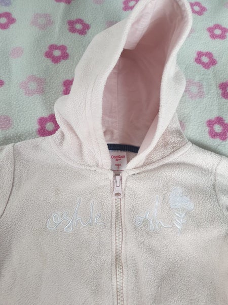 OshKosh baby pink fleece hooded jacket, size 0 (9-12 months) - good condition Carousel 2