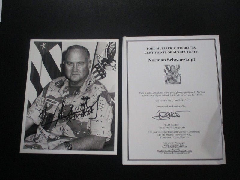Norman Schwarzkop "US General - Gulf War" signed photo + cert Carousel 1