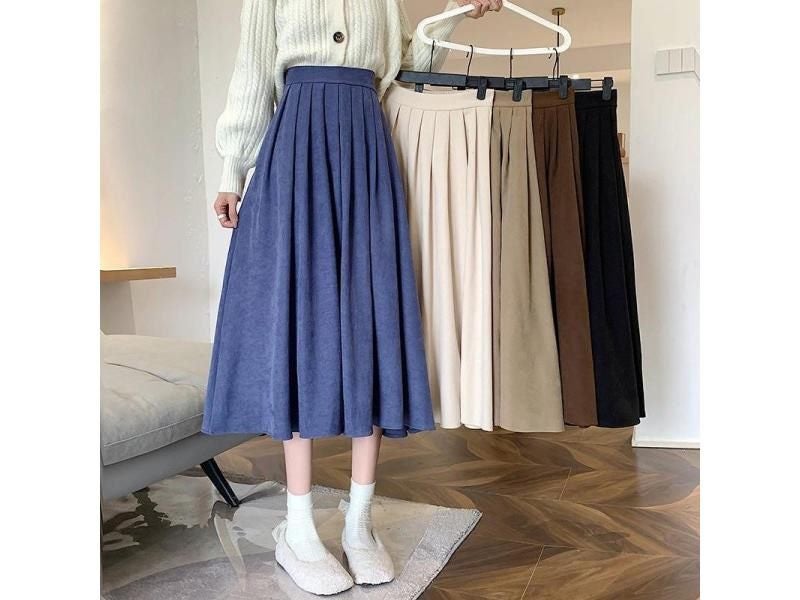 Lucyever Vintage Brown High Waist Pleated Skirt Women Korean Fashion College Carousel 2