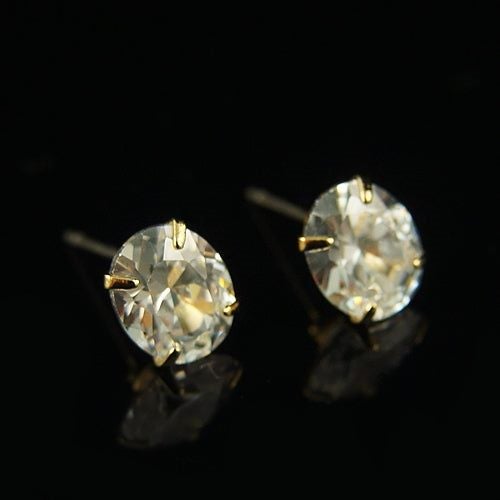 14k Gold plated opal shape Diamond simulant crystals stud earrings Carousel 2