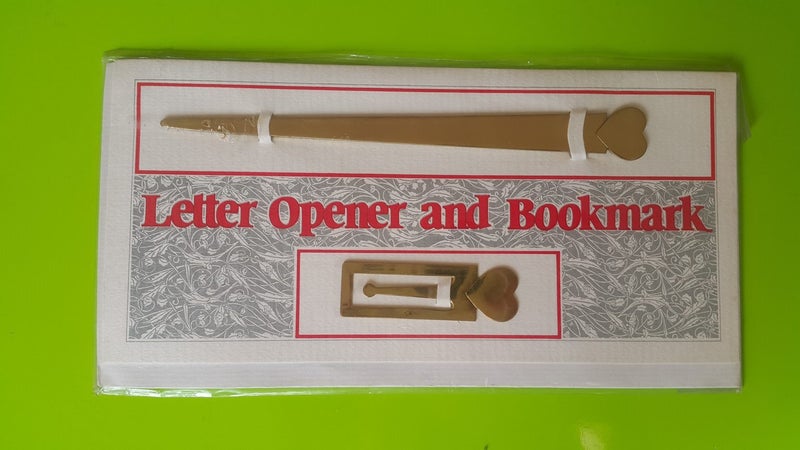Heart-Shaped Brass Letter opener and Bookmark Set Carousel 1
