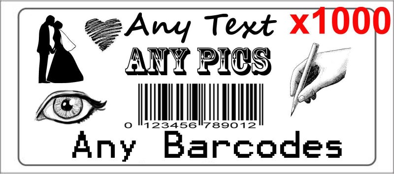 1000 Personalised return address label barcode adhesive custom sticker 56x25mm Carousel 1