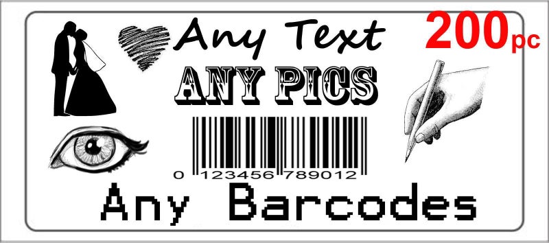 200 Personalised return address label barcode adhesive custom sticker 56x25mm Carousel 1