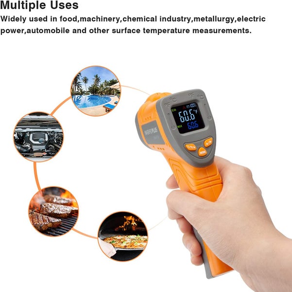 INKBIRDPLUS Temperature Gun Infrared Thermometer for Cooking, Digital Laser Thermometer  Gun for Pizza Oven 