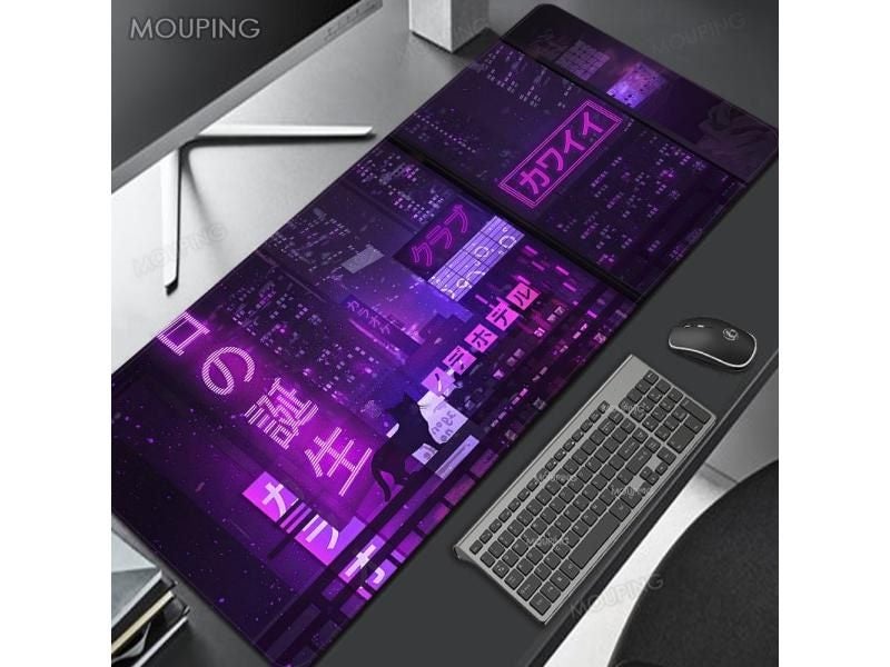 Japan Mouse Pad Neon Purple Deskmat Nativity Retrowave Gaming Laptop Mousepad Carousel 2