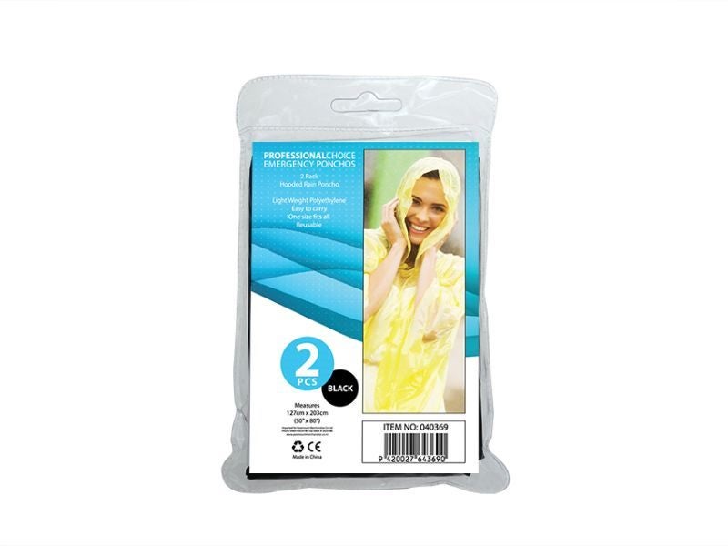 Emergency Poncho - Black (48pcs) Carousel 1