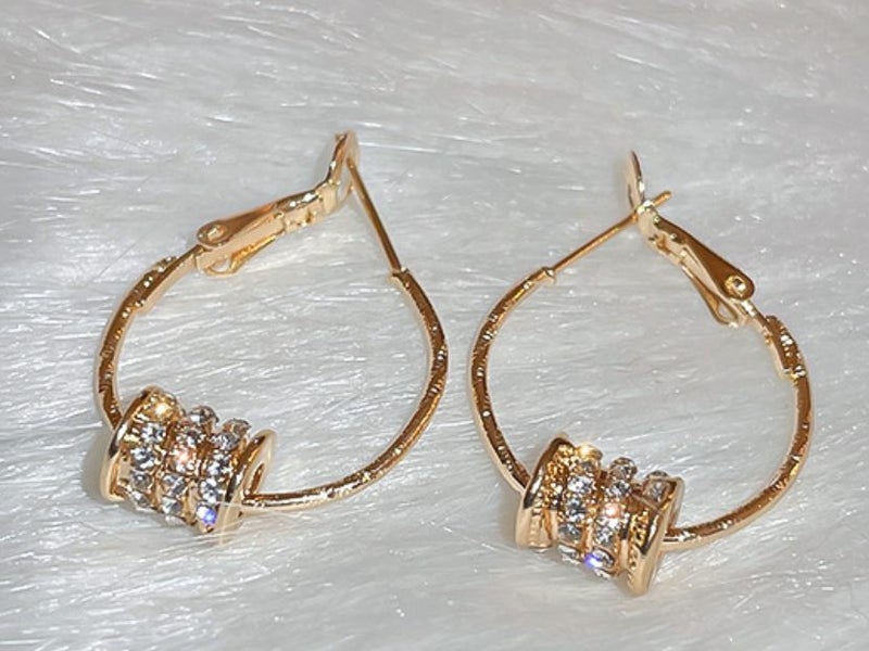Hoop Earrings Geometric CZ Studs Carousel 1