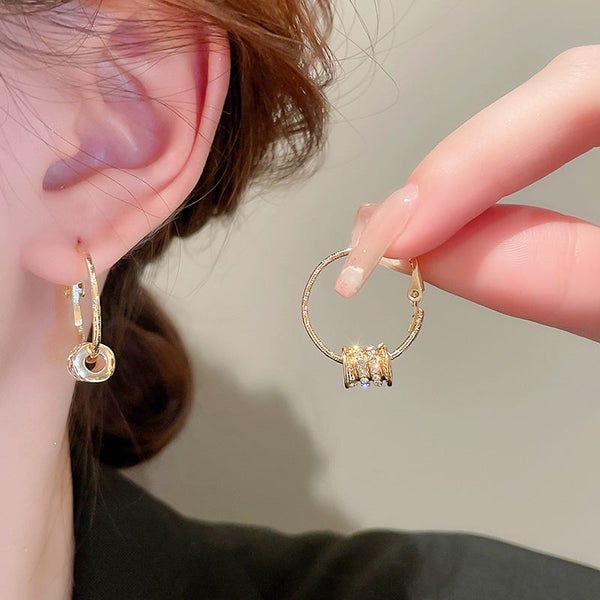 Hoop Earrings Geometric CZ Studs Carousel 2