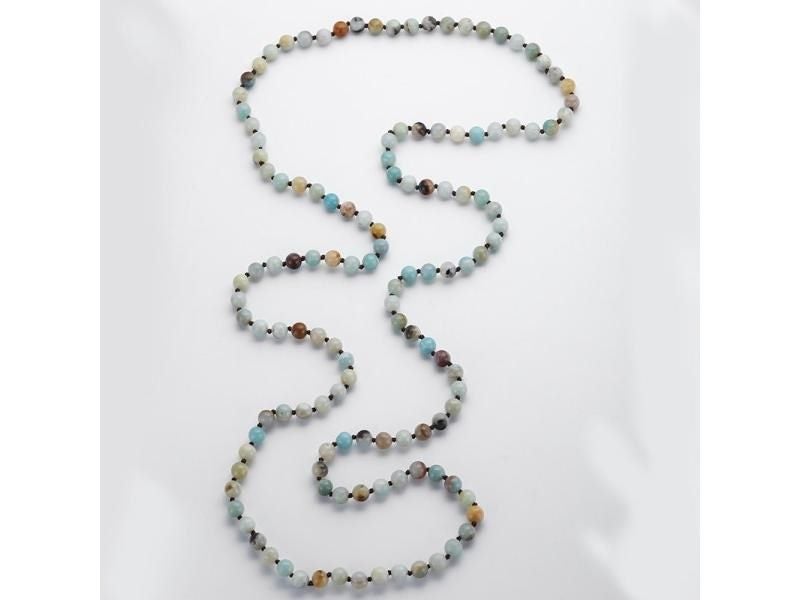 Artisan Jewelry Fashion Knotted Long Halsband Amazonite Stones Women Beaded Carousel 2